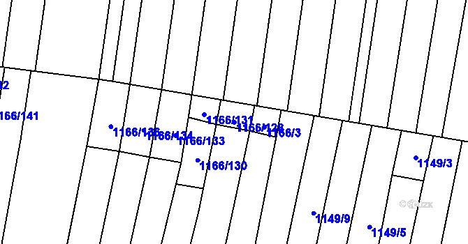 Parcela st. 1166/128 v KÚ Brumovice, Katastrální mapa