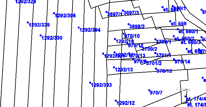 Parcela st. 1292/391 v KÚ Brumovice, Katastrální mapa