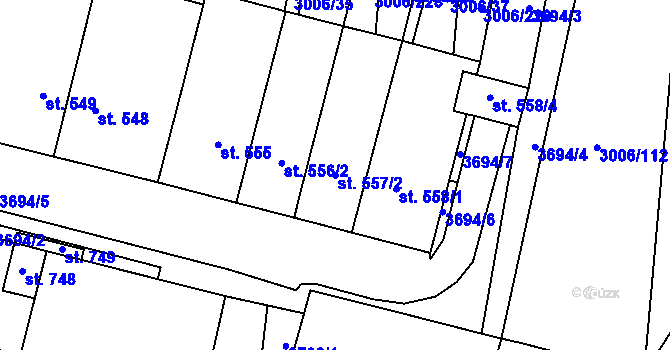 Parcela st. 557/2 v KÚ Brumovice, Katastrální mapa