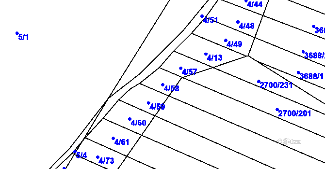 Parcela st. 4/58 v KÚ Brumovice, Katastrální mapa