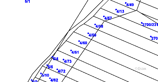 Parcela st. 4/60 v KÚ Brumovice, Katastrální mapa