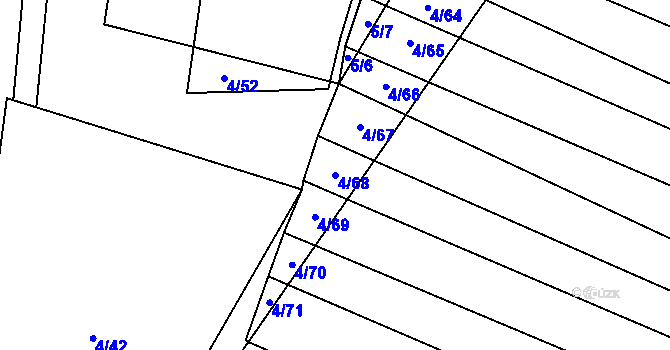 Parcela st. 4/68 v KÚ Brumovice, Katastrální mapa