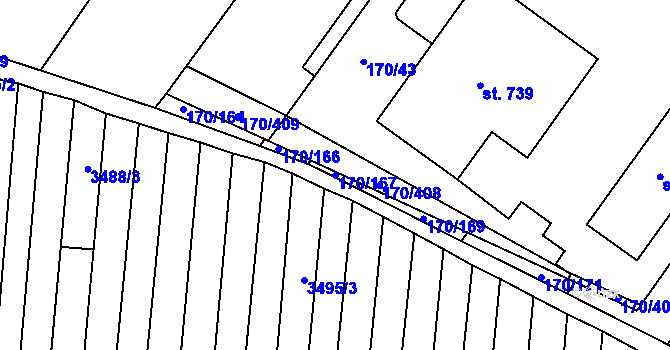 Parcela st. 170/167 v KÚ Brumovice, Katastrální mapa