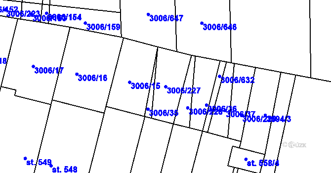 Parcela st. 3006/227 v KÚ Brumovice, Katastrální mapa