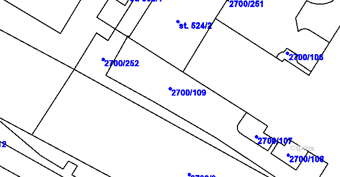 Parcela st. 2700/109 v KÚ Brumovice, Katastrální mapa