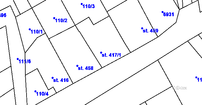 Parcela st. 417/1 v KÚ Brumovice, Katastrální mapa