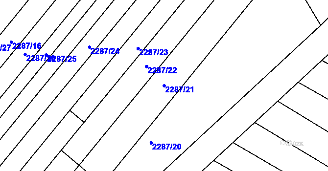 Parcela st. 2287/21 v KÚ Brumovice, Katastrální mapa