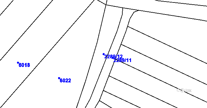 Parcela st. 2289/12 v KÚ Brumovice, Katastrální mapa
