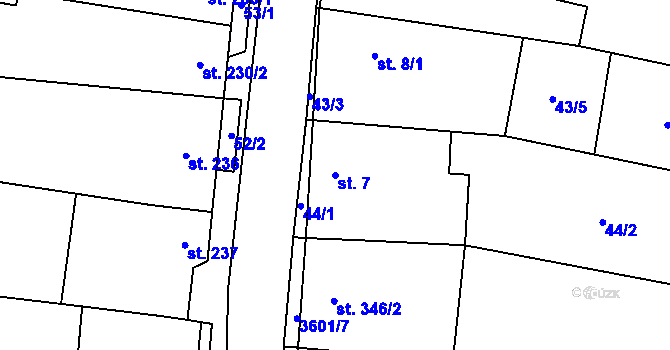 Parcela st. 7 v KÚ Brumovice, Katastrální mapa