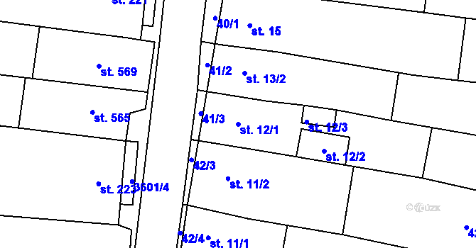 Parcela st. 12/1 v KÚ Brumovice, Katastrální mapa