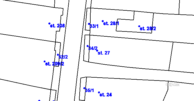 Parcela st. 27 v KÚ Brumovice, Katastrální mapa