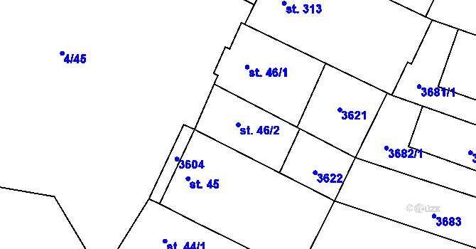 Parcela st. 46/2 v KÚ Brumovice, Katastrální mapa