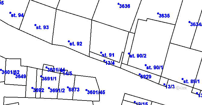 Parcela st. 91 v KÚ Brumovice, Katastrální mapa