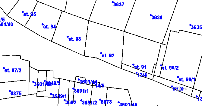 Parcela st. 92 v KÚ Brumovice, Katastrální mapa