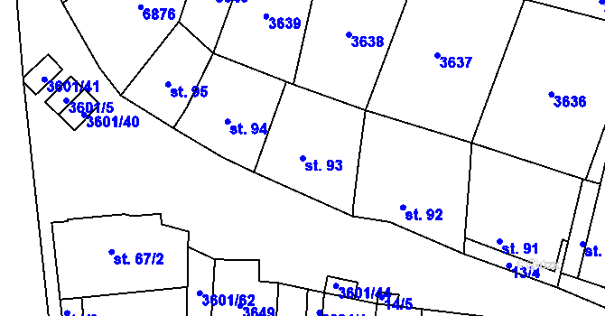 Parcela st. 93 v KÚ Brumovice, Katastrální mapa