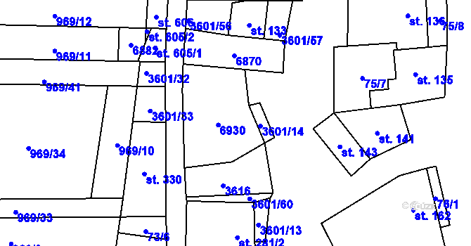 Parcela st. 134 v KÚ Brumovice, Katastrální mapa