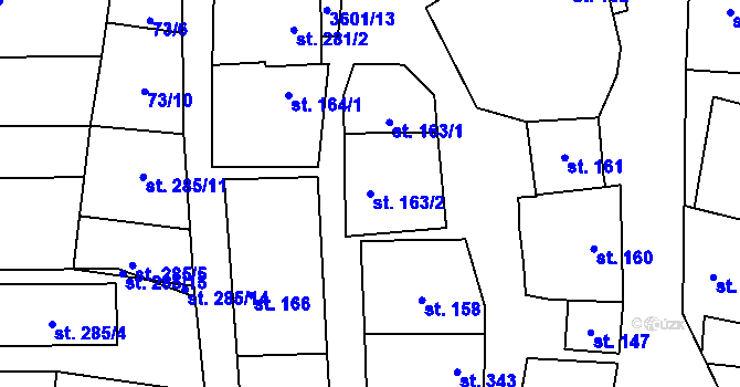 Parcela st. 163/2 v KÚ Brumovice, Katastrální mapa