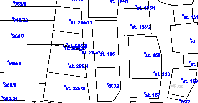 Parcela st. 166 v KÚ Brumovice, Katastrální mapa