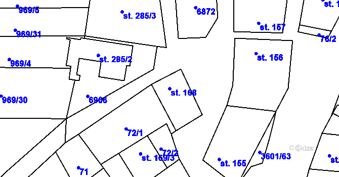 Parcela st. 168 v KÚ Brumovice, Katastrální mapa