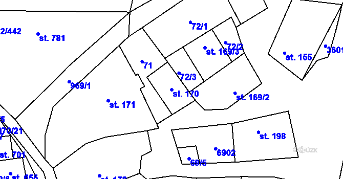 Parcela st. 170 v KÚ Brumovice, Katastrální mapa