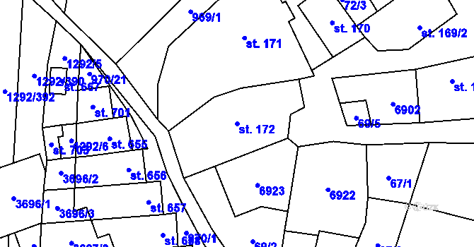 Parcela st. 172 v KÚ Brumovice, Katastrální mapa