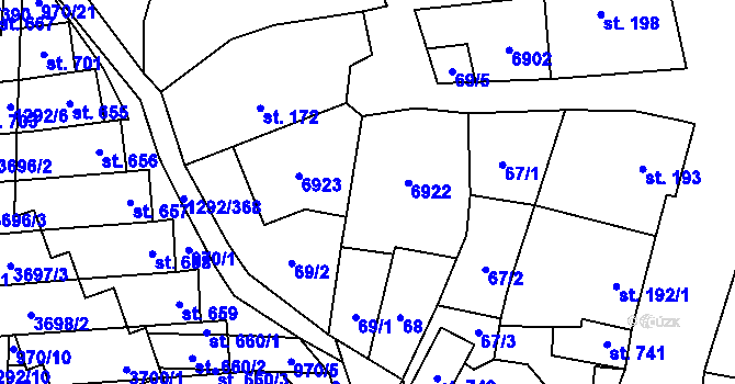 Parcela st. 196 v KÚ Brumovice, Katastrální mapa