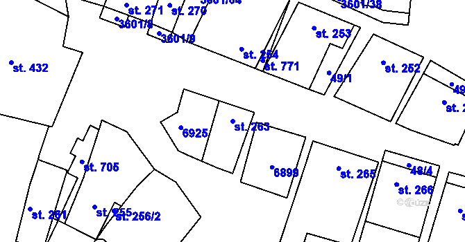 Parcela st. 263 v KÚ Brumovice, Katastrální mapa