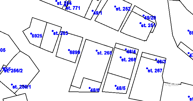Parcela st. 265 v KÚ Brumovice, Katastrální mapa