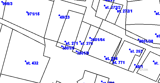 Parcela st. 270 v KÚ Brumovice, Katastrální mapa