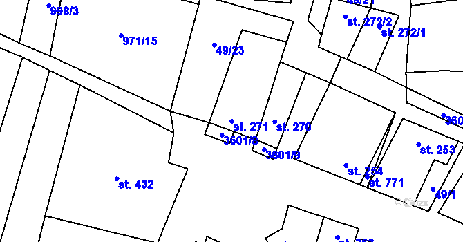 Parcela st. 271 v KÚ Brumovice, Katastrální mapa