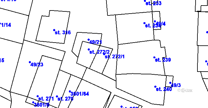 Parcela st. 272/1 v KÚ Brumovice, Katastrální mapa