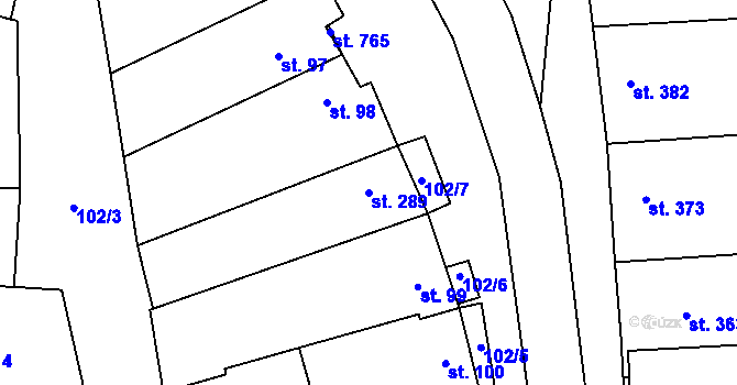 Parcela st. 289 v KÚ Brumovice, Katastrální mapa