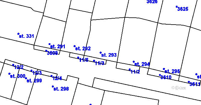 Parcela st. 293 v KÚ Brumovice, Katastrální mapa