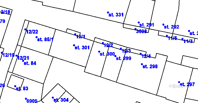 Parcela st. 300 v KÚ Brumovice, Katastrální mapa