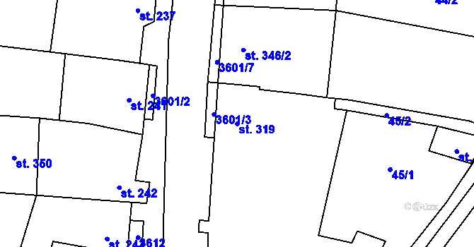 Parcela st. 319 v KÚ Brumovice, Katastrální mapa