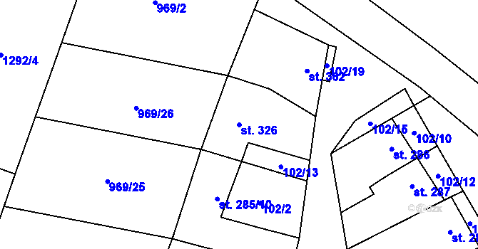 Parcela st. 326 v KÚ Brumovice, Katastrální mapa