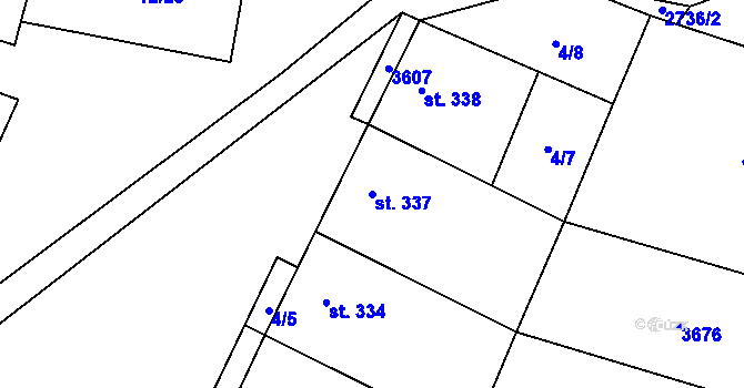 Parcela st. 337 v KÚ Brumovice, Katastrální mapa