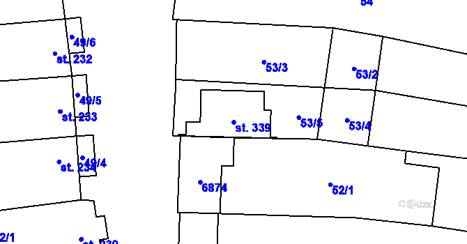 Parcela st. 339 v KÚ Brumovice, Katastrální mapa