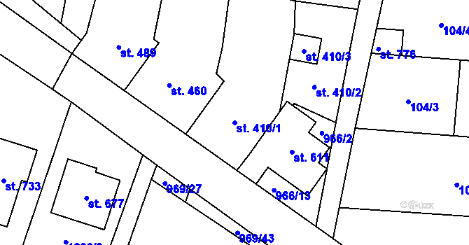 Parcela st. 410/1 v KÚ Brumovice, Katastrální mapa