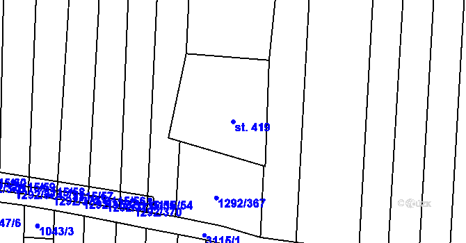 Parcela st. 419 v KÚ Brumovice, Katastrální mapa