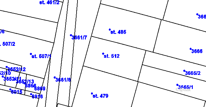 Parcela st. 512 v KÚ Brumovice, Katastrální mapa