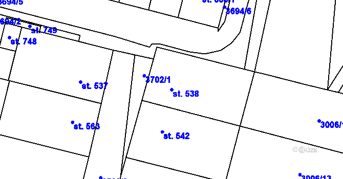 Parcela st. 538 v KÚ Brumovice, Katastrální mapa