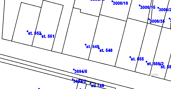 Parcela st. 549 v KÚ Brumovice, Katastrální mapa