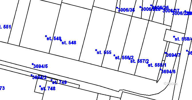 Parcela st. 555 v KÚ Brumovice, Katastrální mapa