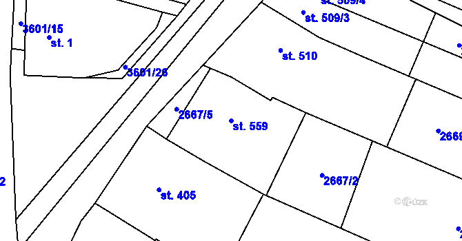 Parcela st. 559 v KÚ Brumovice, Katastrální mapa