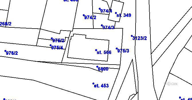 Parcela st. 566 v KÚ Brumovice, Katastrální mapa