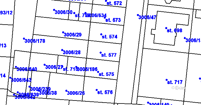 Parcela st. 577 v KÚ Brumovice, Katastrální mapa