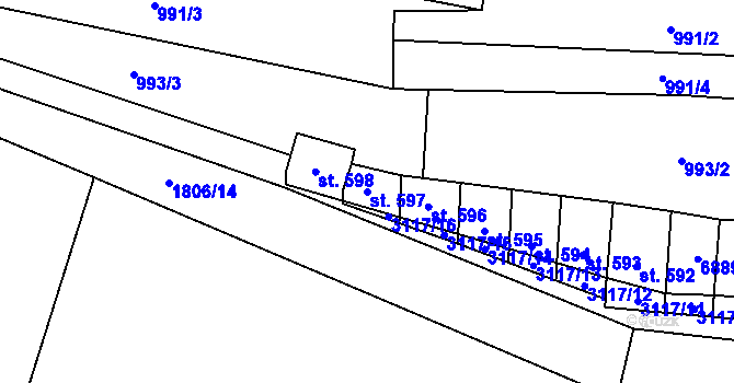 Parcela st. 597 v KÚ Brumovice, Katastrální mapa