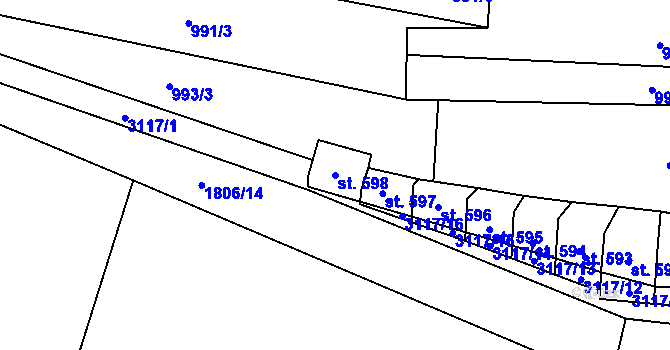 Parcela st. 598 v KÚ Brumovice, Katastrální mapa