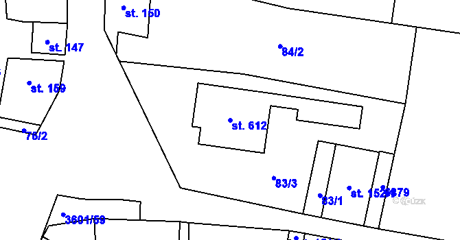 Parcela st. 612 v KÚ Brumovice, Katastrální mapa
